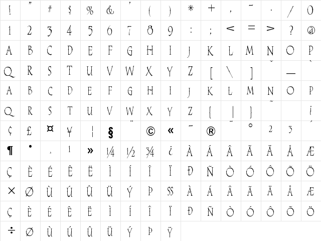 A&S Sarsaparilla Regular  glyph index