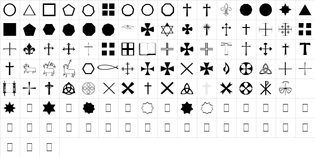 StarCross Religious Regular  glyph index