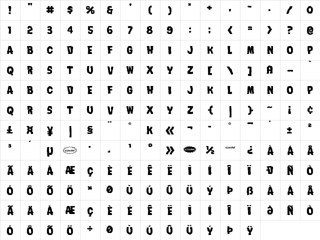 Nightmare Alley Expanded Expanded  glyph index