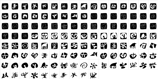 TotalFloral Regular  glyph index