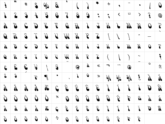Victor Moscoso Regular  glyph index