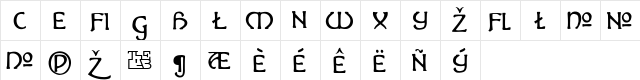 Hadley Alts Regular  glyph index