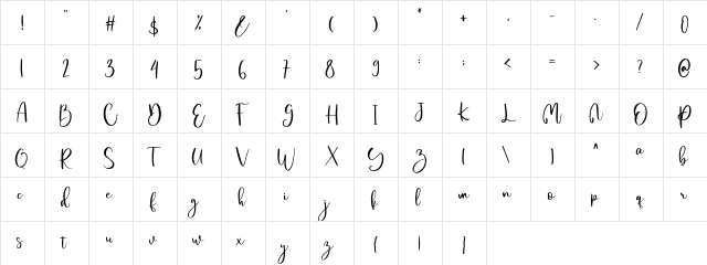 Maisha Regular  glyph index