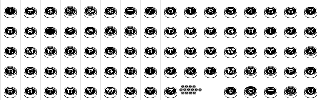 TypewriterKeys Regular  glyph index