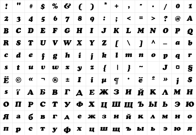 AGCooperCyr-Italic normal  glyph index