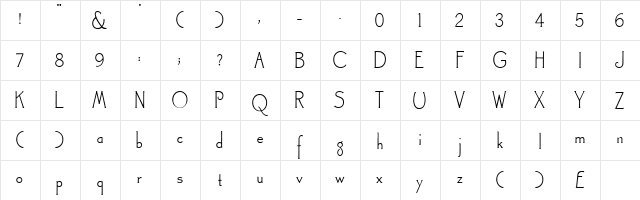 Landsdowne Regular  glyph index