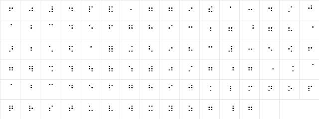 BraillePlainHC Regular  glyph index
