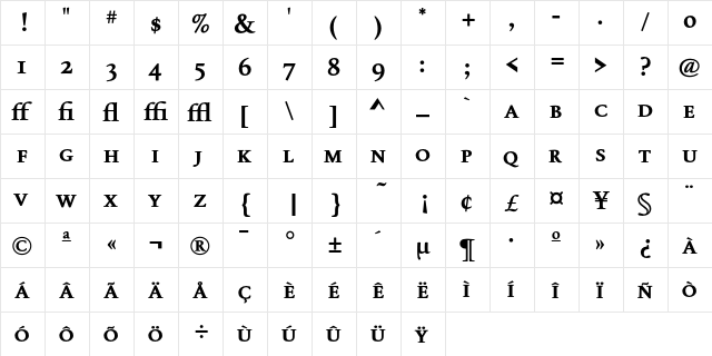 FoundryOldStyleExpert Bold  glyph index