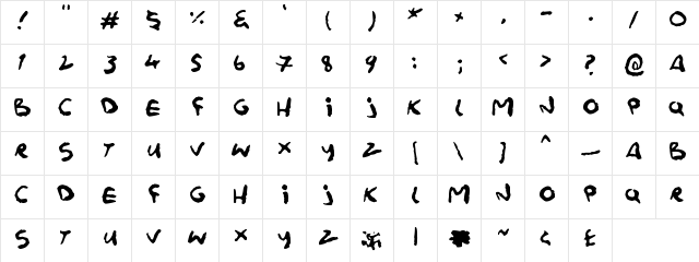 Splatink Regular  glyph index