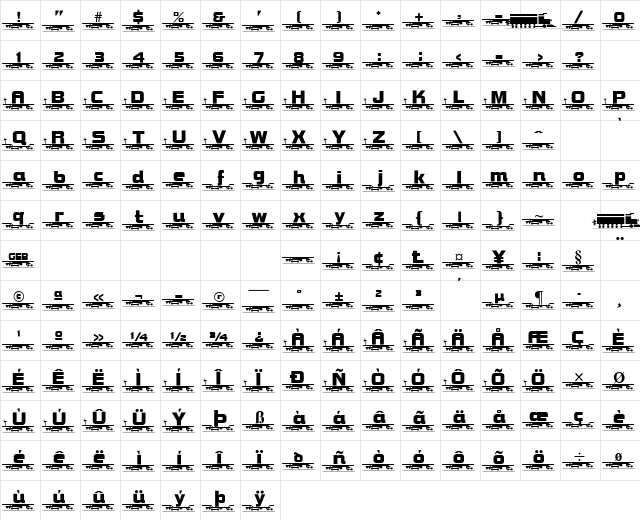 TQF_WordTrain Regular  glyph index