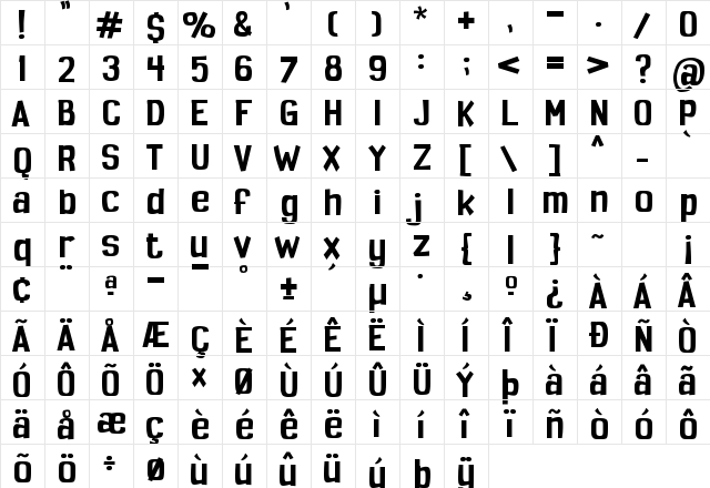 Spoopy Regular  glyph index