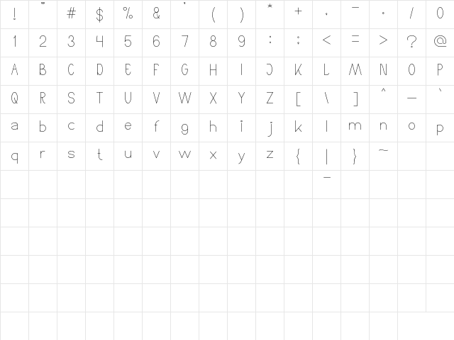 High Thin LIGHT Regular  glyph index