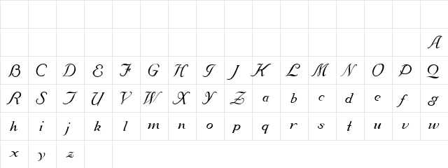 Zahariel Demo Regular  glyph index