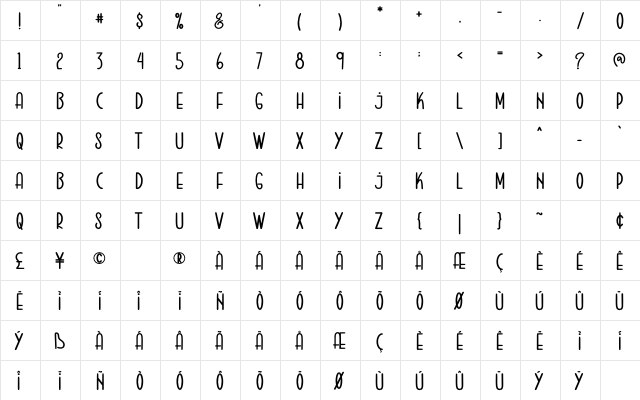Hello Christmas Regular  glyph index