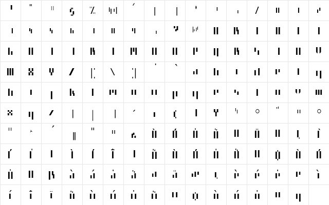 Minimum Bold  glyph index