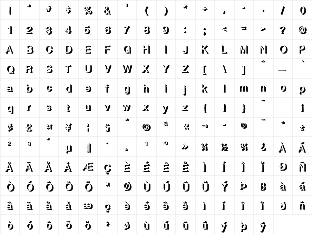 Invisible Regular  glyph index