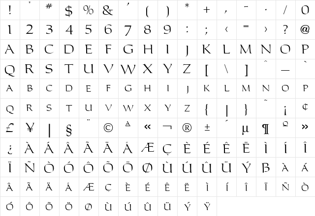 Carleton Regular  glyph index