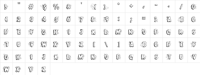 Flintstones Regular  glyph index