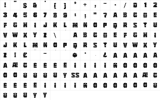 LTTruckz Medium  glyph index