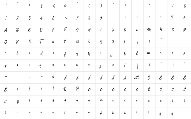 Silentmind Regular  glyph index