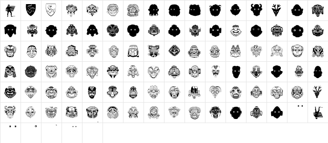 MaskenballDrei Regular  glyph index