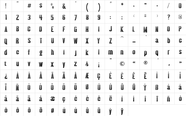 Almonte Woodgrain  glyph index