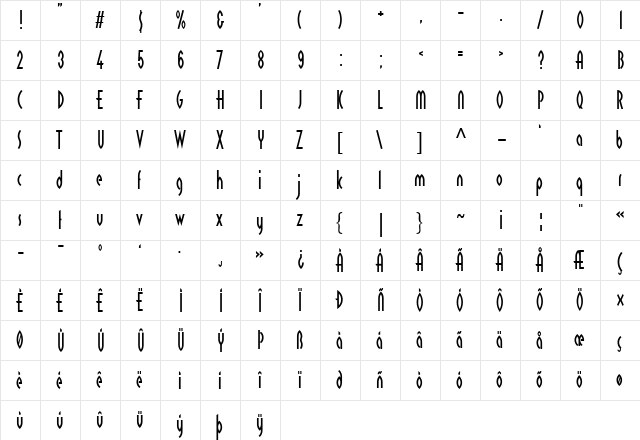 LTReducta Medium  glyph index