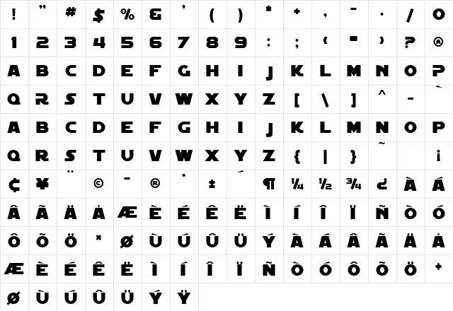SF Distant Galaxy Regular  glyph index