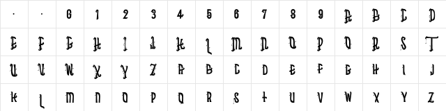 Asbak Regular  glyph index