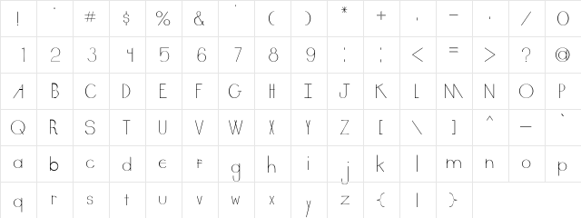 Keenton Regular  glyph index