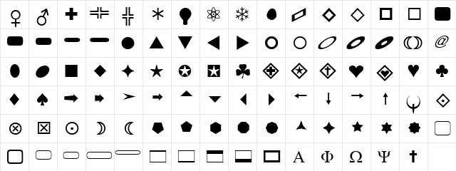 F&T_BasicShapes1 Regular  glyph index