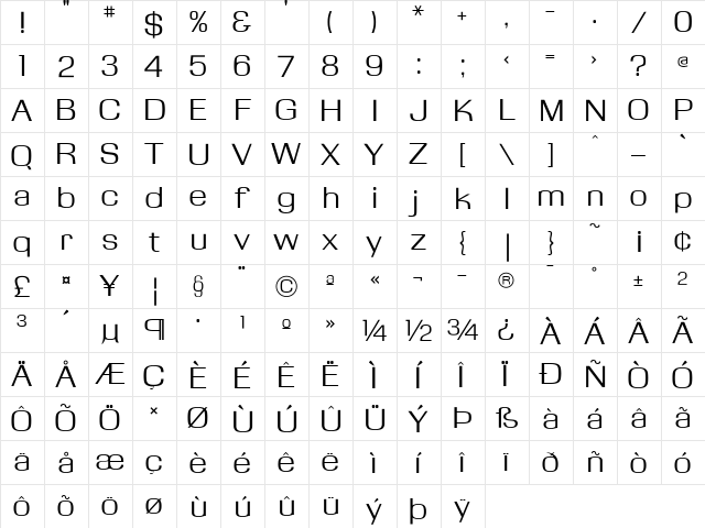 KasseFLF Regular  glyph index