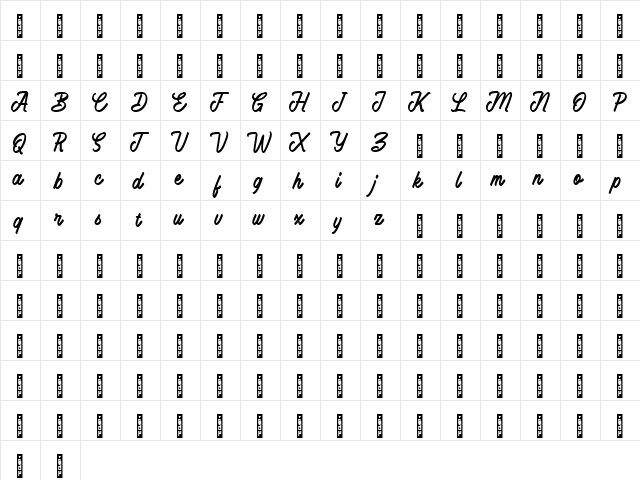 Battams Regular  glyph index