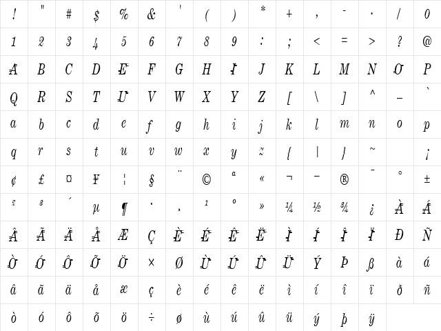 Good Regular  glyph index