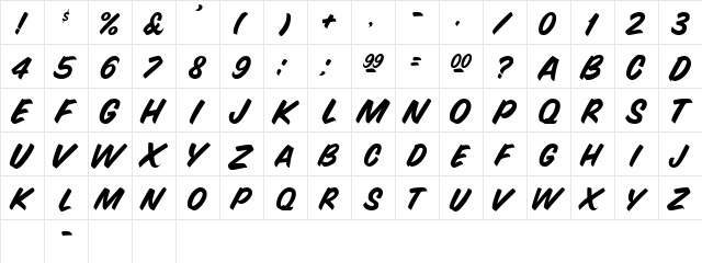 SAGINAW Regular  glyph index