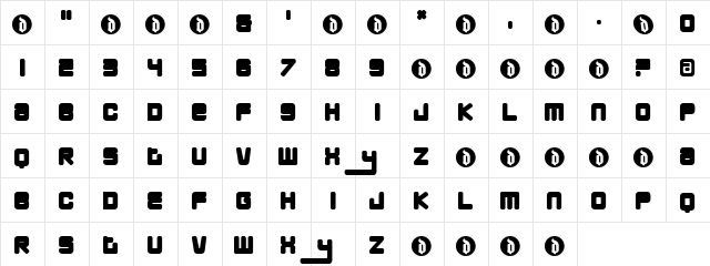 Typo Regular  glyph index