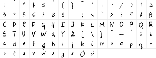 Harlem Clown Regular  glyph index