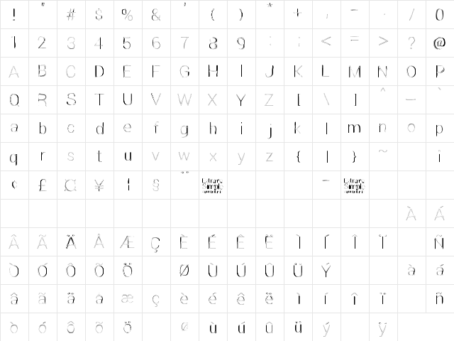 Extreme Simple Regular  glyph index