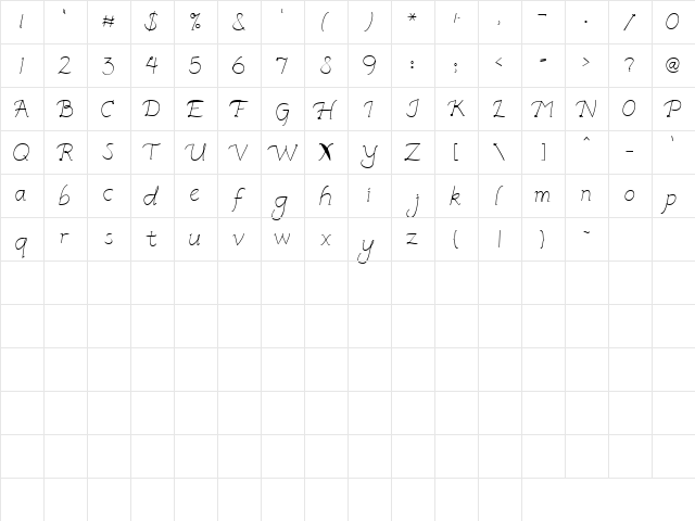 LD Fine Print 2 Regular  glyph index