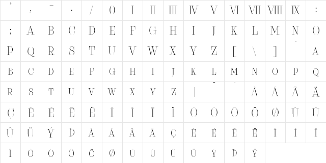 Serifiqo 4F Free Capitals  glyph index