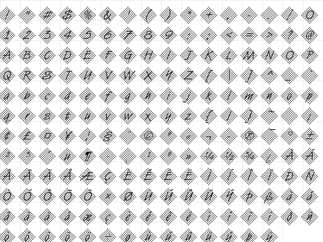 DTCVanDijkM45 Regular  glyph index