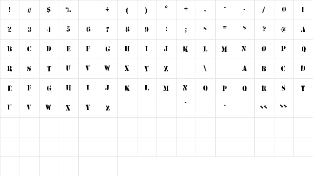 ArmyStamp Medium  glyph index