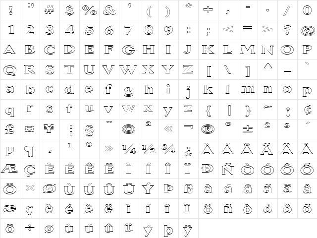 FZ ROMAN 31 HOLLOW EX Normal  glyph index