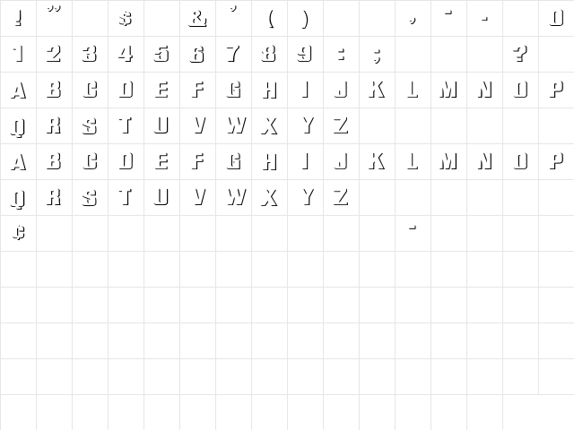 WhatA-Relief Wd Regular  glyph index