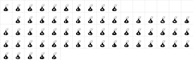 101! KisseZ Regular  glyph index