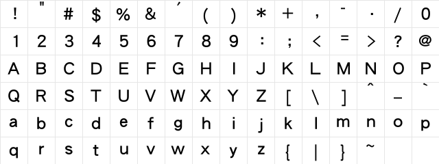 LiHei Pro Medium  glyph index