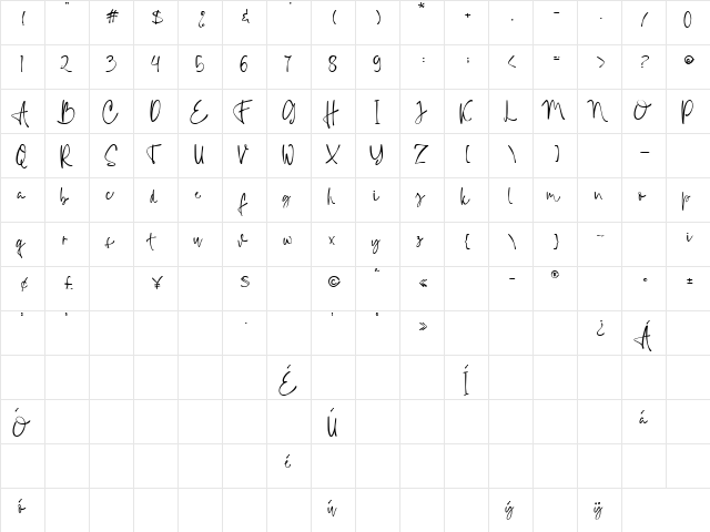 Collegass Signature Regular  glyph index