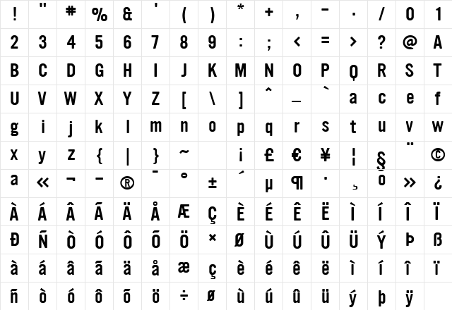 Ultramagnetic Regular  glyph index