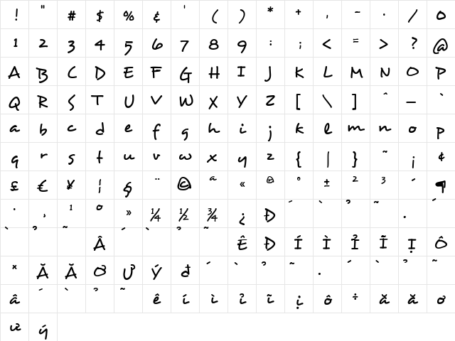 HL Dongian Regular  glyph index