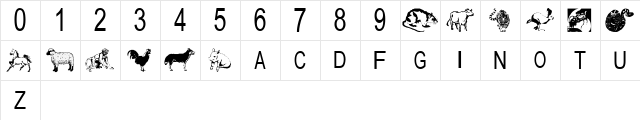 tungfont zodiac 3 Regular  glyph index
